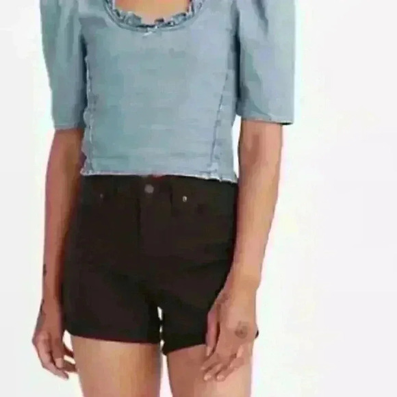 NWOT - Levi Mid Length Women's Jean Shorts - Size 31/Size 14 (Black) - Picture 1 of 7